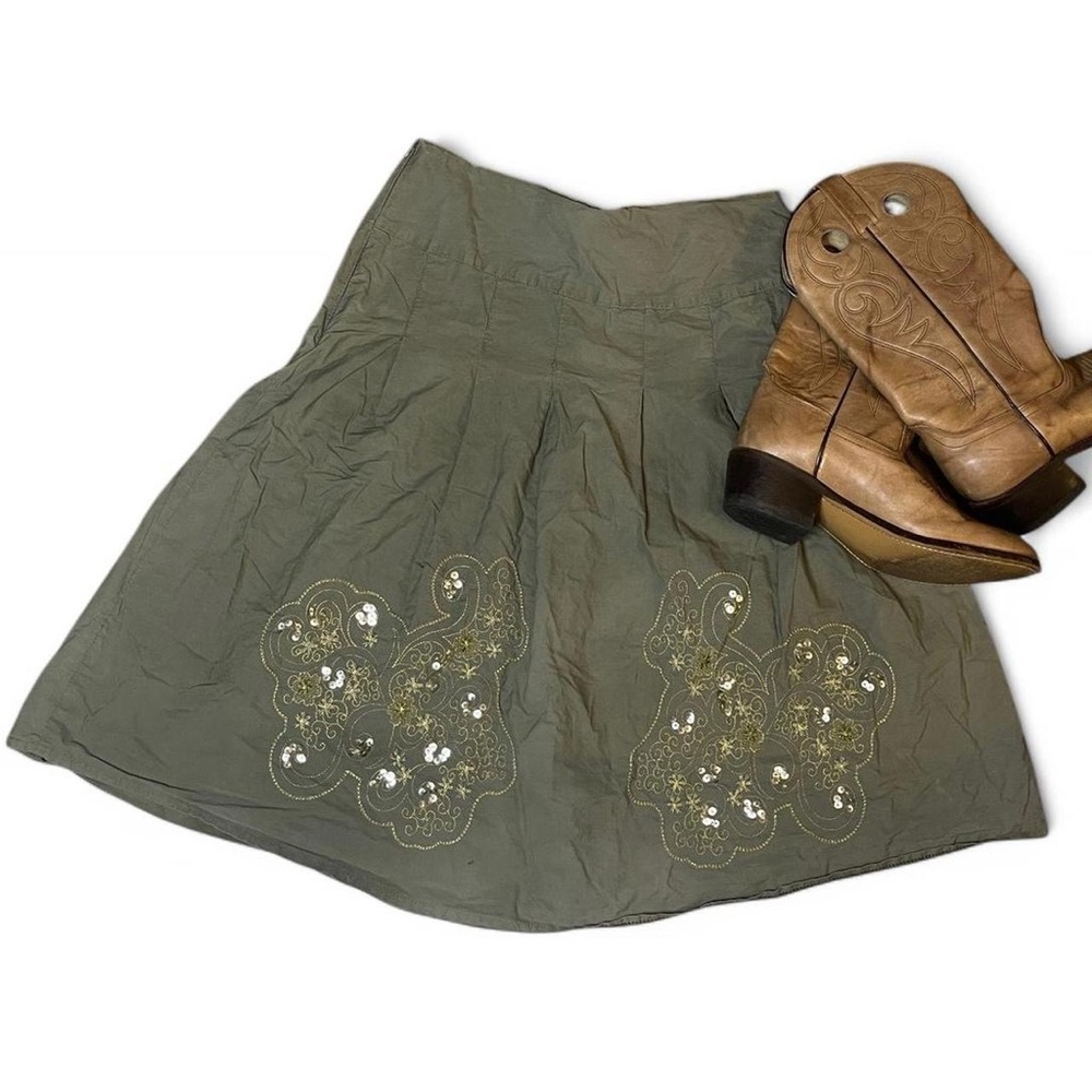 green y2k sequin midi skirt
